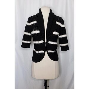 WHBM Striped Shawl Cardigan Sweater Metallic White House Black Market Small